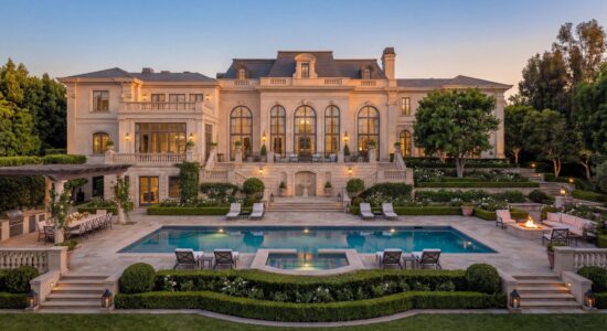 Архитектурный проект загородной резиденции с большим бассейном