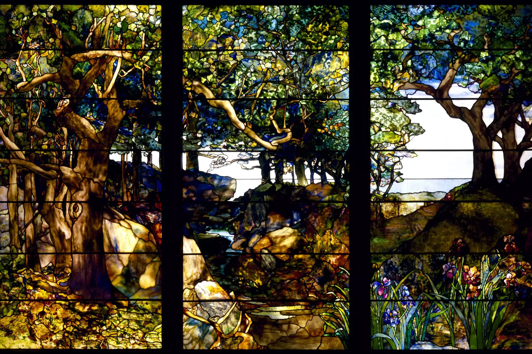 Витраж A Wooded Landscape in Three Panels